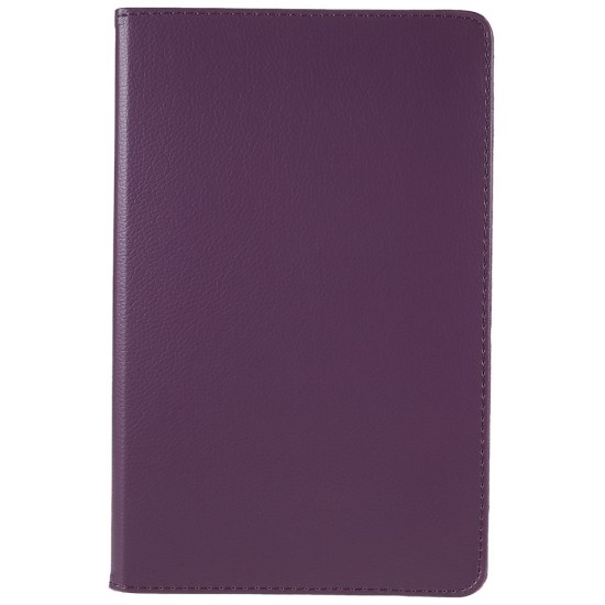 360 Rotary Litchi Skin Leather Cover w/ Stand priekš Lenovo Tab M10 Plus 3rd Gen TB-125 / TB-128 - Violets - sāniski atverams maciņš ar stendu