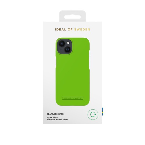 iDeal of Sweden Seamless SS23 Back Case priekš Apple iPhone 14 - Hyper Lime - ciets silikona aizmugures apvalks ar iebūvētu metālisku plāksni / bampers-vāciņš