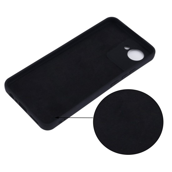 Liquid Silicone Shockproof Back Case with Strap priekš Realme C30s - Melns - silikona aizmugures apvalks ar auklu / bampers-vāciņš