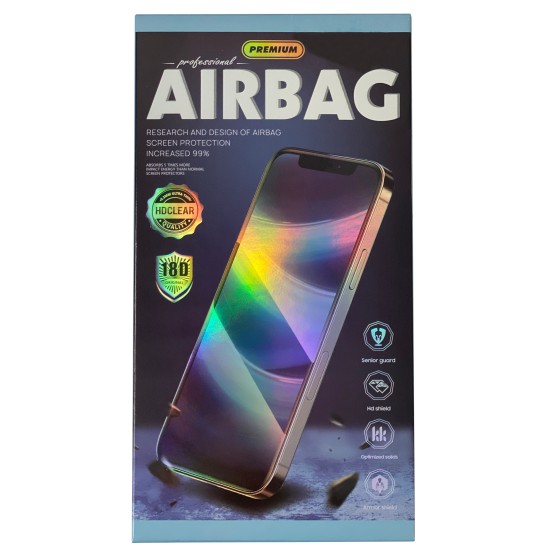 AirBag Shockproof Full Glue Tempered Glass screen protector priekš Samsung Galaxy A13 4G A135 / A13 5G A136 / A04s A047 - Melns - Ekrāna Aizsargstikls / Bruņota Stikla Aizsargplēve