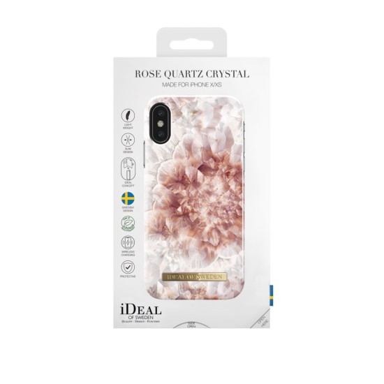 iDeal of Sweden Fashion Back Case priekš Apple iPhone X / XS - Rose Quartz Crystal - plastikāta aizmugures apvalks ar iebūvētu metālisku plāksni / bampers-vāciņš