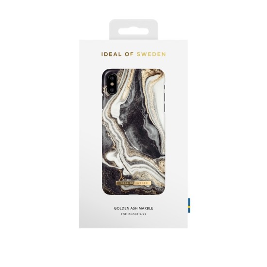 iDeal of Sweden Fashion GM19 Back Case priekš Apple iPhone X / XS - Golden Ash Marble - plastikāta aizmugures apvalks ar iebūvētu metālisku plāksni / bampers-vāciņš
