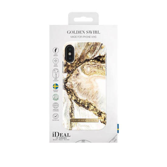 iDeal of Sweden Fashion Back Case priekš Apple iPhone X / XS - Golden Swirl - plastikāta aizmugures apvalks ar iebūvētu metālisku plāksni / bampers-vāciņš