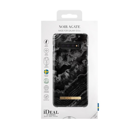 iDeal of Sweden Fashion DC19 Back Case priekš Samsung Galaxy S10 Plus G975 - Noir Agate - plastikāta aizmugures apvalks ar iebūvētu metālisku plāksni / bampers-vāciņš
