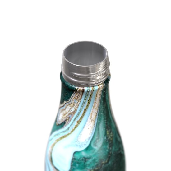 iDeal of Sweden Glacial Bottle - Golden Jade Marble - metāla termopudele / ūdens pudele