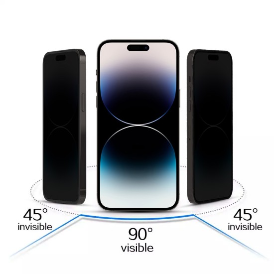 Privacy Tempered Glass screen protector priekš Apple iPhone 13 Pro Max / 14 Plus - Melns - Ekrāna Aizsargstikls / Bruņota Stikla Aizsargplēve