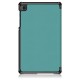 Tri-fold Stand PU Smart Auto Wake/Sleep Leather Case priekš Samsung Galaxy Tab A7 Lite T220 / T225 - Tirkīzs - sāniski atverams maciņš ar magnētu un stendu