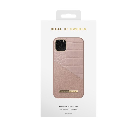 iDeal of Sweden Atelier SS20 Back Case priekš Apple iPhone 11 Pro - Rose Smoke Croco - mākslīgās ādas aizmugures apvalks ar iebūvētu metālisku plāksni / bampers-vāciņš