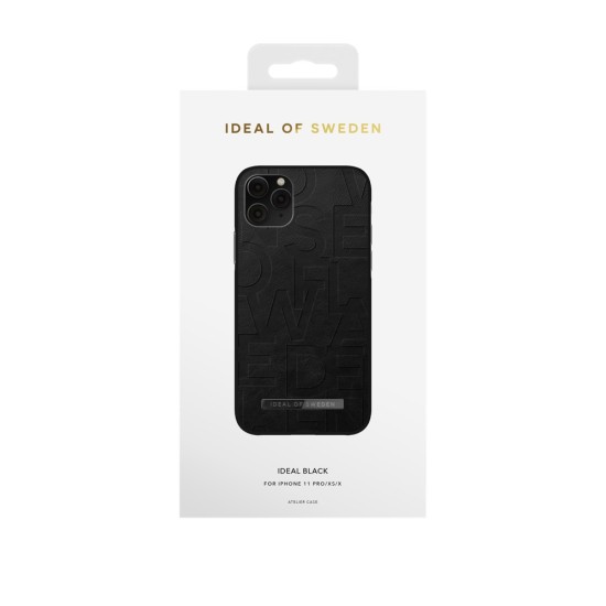 iDeal of Sweden Atelier AW21 Back Case priekš Apple iPhone 11 Pro - Ideal Black - mākslīgās ādas aizmugures apvalks ar iebūvētu metālisku plāksni / bampers-vāciņš