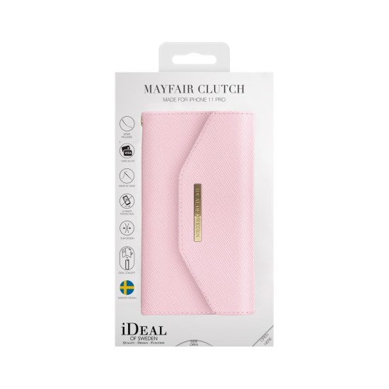 iDeal of Sweden Mayfair Clutch priekš Apple iPhone 11 Pro - Pink - mākslīgās ādas grāmatveida maks rokassomas veidā ar siksniņu