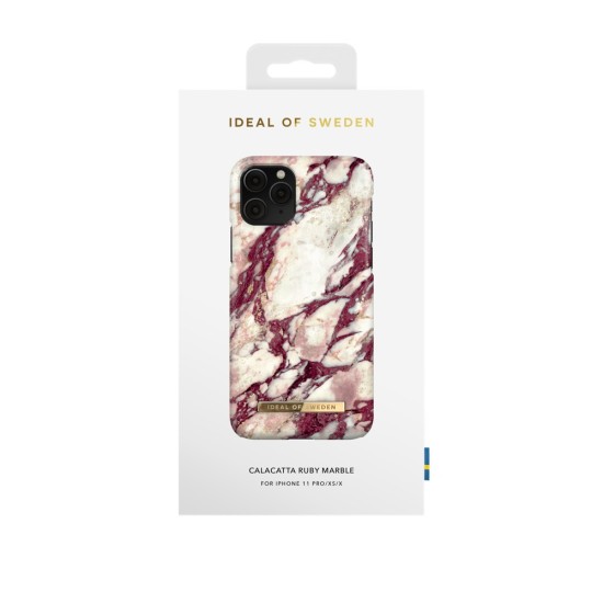 iDeal of Sweden Fashion MR21 Back Case priekš Apple iPhone 11 Pro - Calacatta Ruby Marble - plastikāta aizmugures apvalks ar iebūvētu metālisku plāksni / bampers-vāciņš
