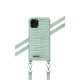 iDeal of Sweden Atelier Necklace SS21 Back Case priekš Apple iPhone 11 Pro - Mint Croco - mākslīgās ādas aizmugures apvalks ar siksniņu / bampers-vāciņš