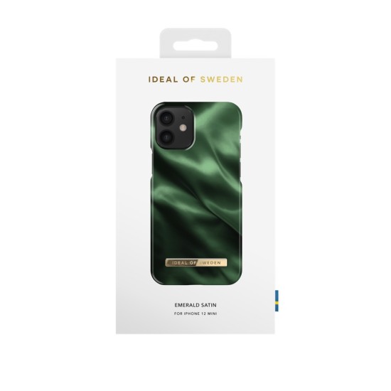 iDeal of Sweden Fashion AW19 Back Case priekš Apple iPhone 12 mini - Emerald Satin - plastikāta aizmugures apvalks ar iebūvētu metālisku plāksni / bampers-vāciņš