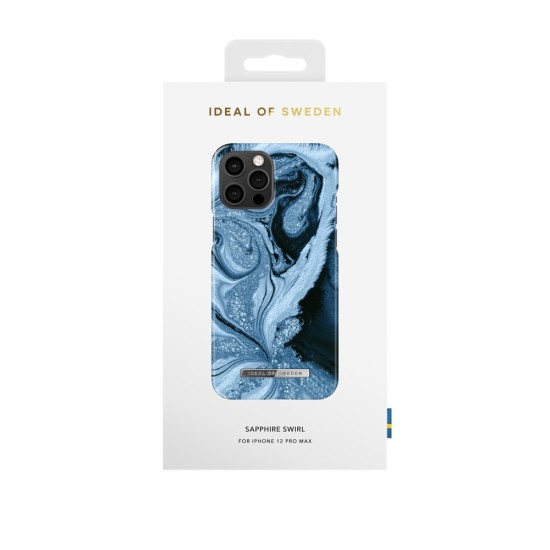 iDeal of Sweden Fashion LC21 Back Case priekš Apple iPhone 12 Pro Max - Sapphire Swirl - plastikāta aizmugures apvalks ar iebūvētu metālisku plāksni / bampers-vāciņš