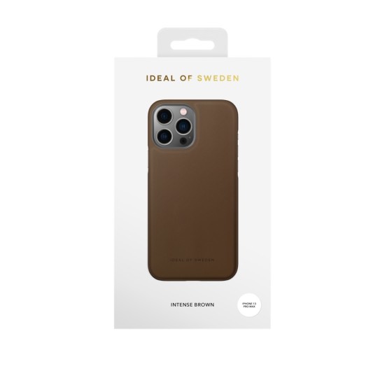 iDeal of Sweden Atelier AW21 Back Case priekš Apple iPhone 13 Pro Max - Intense Brown - mākslīgās ādas aizmugures apvalks ar iebūvētu metālisku plāksni / bampers-vāciņš