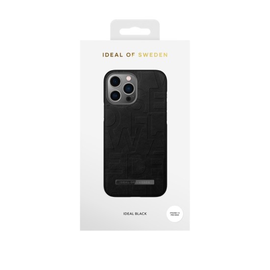 iDeal of Sweden Atelier AW21 Back Case priekš Apple iPhone 13 Pro Max - Ideal Black - mākslīgās ādas aizmugures apvalks ar iebūvētu metālisku plāksni / bampers-vāciņš