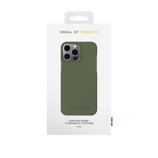 iDeal of Sweden Seamless AG22 Back Case priekš Apple iPhone 13 Pro Max - Khaki - ciets silikona aizmugures apvalks ar iebūvētu metālisku plāksni / bampers-vāciņš