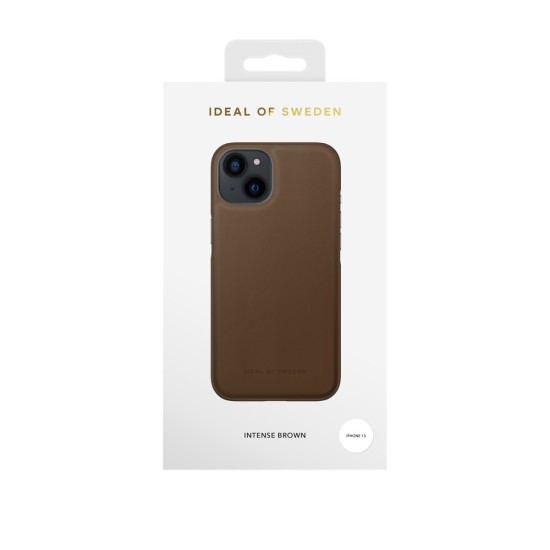 iDeal of Sweden Atelier AW21 Back Case priekš Apple iPhone 13 - Intense Brown - mākslīgās ādas aizmugures apvalks ar iebūvētu metālisku plāksni / bampers-vāciņš