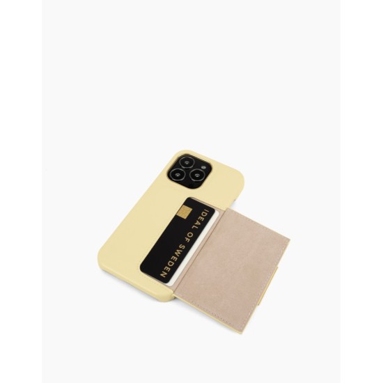 iDeal of Sweden Statement OC22 Back Case priekš Apple iPhone 13 - Butter Yellow - mākslīgās ādas aizmugures apvalks ar kabatiņu / bampers-vāciņš