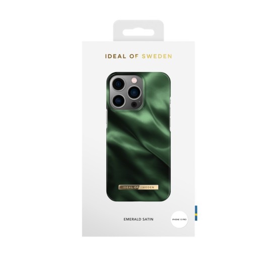 iDeal of Sweden Fashion AW19 Back Case priekš Apple iPhone 13 Pro - Emerald Satin - plastikāta aizmugures apvalks ar iebūvētu metālisku plāksni / bampers-vāciņš