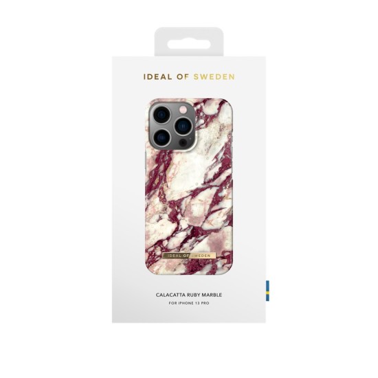iDeal of Sweden Fashion MR21 Back Case priekš Apple iPhone 13 Pro - Calacatta Ruby Marble - plastikāta aizmugures apvalks ar iebūvētu metālisku plāksni / bampers-vāciņš