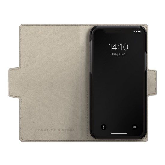 iDeal of Sweden Unity SS22 Wallet Case priekš Apple iPhone 13 Pro - Cream Beige Croco - mākslīgās ādas sāniski atverams maciņš ar bamperu uz magnēta