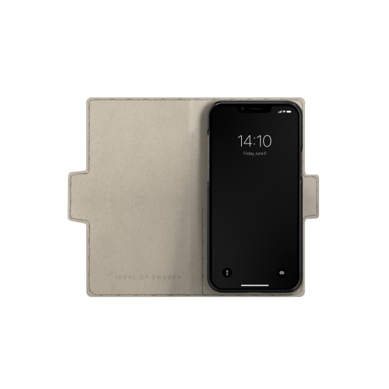 iDeal of Sweden Atelier SS22 Wallet Case priekš Apple iPhone 14 - Neo Noir Croco - mākslīgās ādas sāniski atverams maciņš ar bamperu uz magnēta