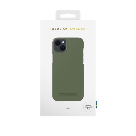 iDeal of Sweden Seamless AG22 Back Case priekš Apple iPhone 14 Plus - Khaki - ciets silikona aizmugures apvalks ar iebūvētu metālisku plāksni / bampers-vāciņš