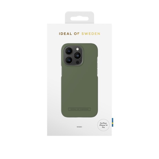 iDeal of Sweden Seamless AG22 Back Case priekš Apple iPhone 14 Pro - Khaki - ciets silikona aizmugures apvalks ar iebūvētu metālisku plāksni / bampers-vāciņš