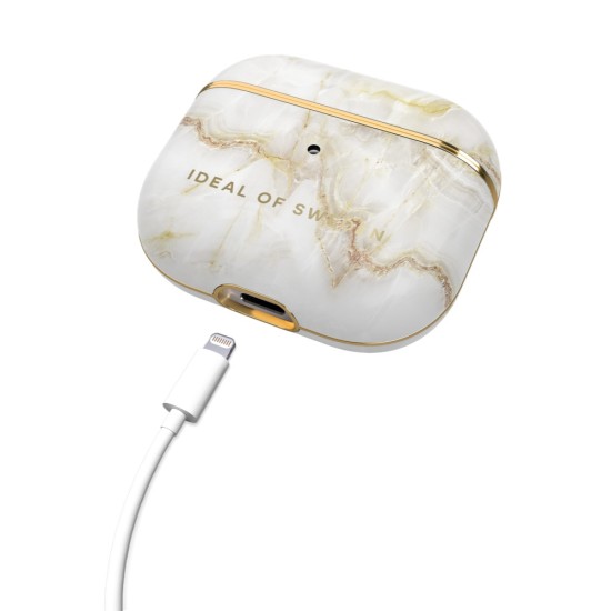 iDeal of Sweden Fashion Case priekš Apple Airpods 3 - Golden Pearl Marble - plastikāta apvalks bezvadu austiņu lādēšanas ierīcei