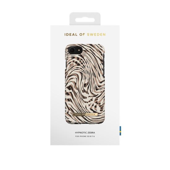iDeal of Sweden Fashion SS22 Back Case priekš Apple iPhone 7 / 8 / SE2 (2020) / SE3 (2022) - Hypnotic Zebra - plastikāta aizmugures apvalks ar iebūvētu metālisku plāksni / bampers-vāciņš