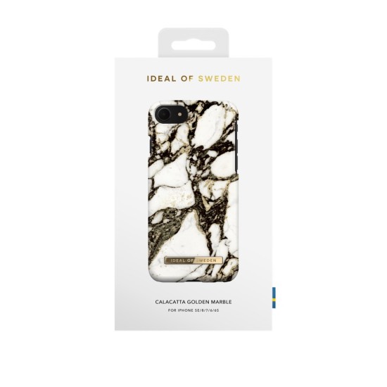 iDeal of Sweden Fashion MR21 Back Case priekš Apple iPhone 7 / 8 / SE2 (2020) / SE3 (2022) - Calacatta Golden Marble - plastikāta aizmugures apvalks ar iebūvētu metālisku plāksni / bampers-vāciņš
