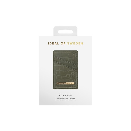 iDeal of Sweden Atelier AW21 Magnetic Card Holder - Khaki Croco - mākslīgās ādas kredītkaršu turētājs ar magnētu