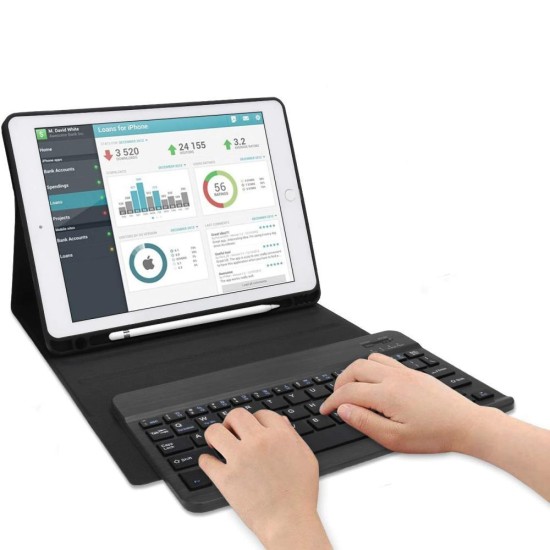 Tech-Protect SC Pen Smart Case with Keyboard priekš Samsung Galaxy Tab S6 Lite P610 / P613 / P615 / P619 - Melns - sāniski atverams maciņš ar klaviatūru