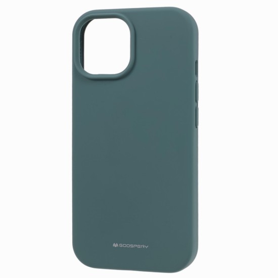 Mercury Silicone Case (Microfiber Soft Touch) priekš Apple iPhone 15 - Zaļš - matēts silikona aizmugures apvalks (bampers vāciņš)
