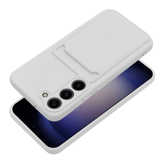 Forcell Card Back Case priekš Samsung Galaxy S23 5G S911 - Balts - silikona aizmugures apvalks ar kabatiņu / bampers-vāciņš