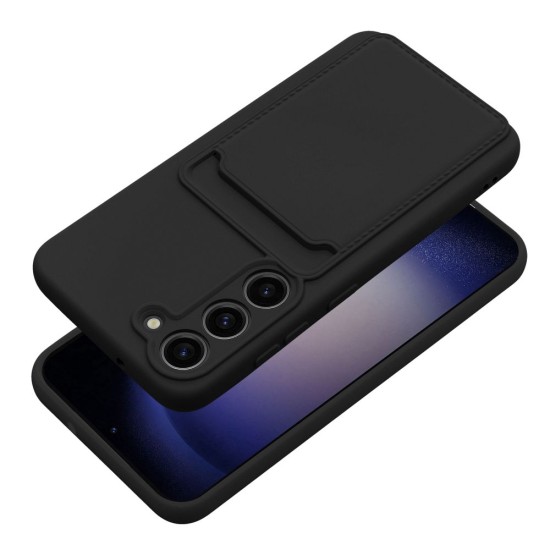Forcell Card Back Case priekš Samsung Galaxy S23 5G S911 - Melns - silikona aizmugures apvalks ar kabatiņu / bampers-vāciņš