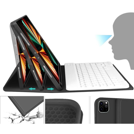 Tech-Protect SC Pen Book Case with Keyboard priekš Apple iPad 10.9 (2022) - Melns - sāniski atverams maciņš ar stendu un klaviatūru