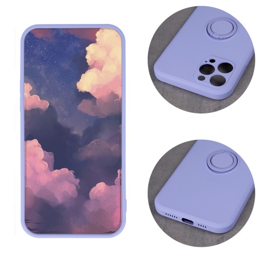 Finger Grip Back Case priekš Samsung Galaxy A34 5G A346 - Violets - silikona aizmugures apvalks ar gredzenu / bampers-vāciņš