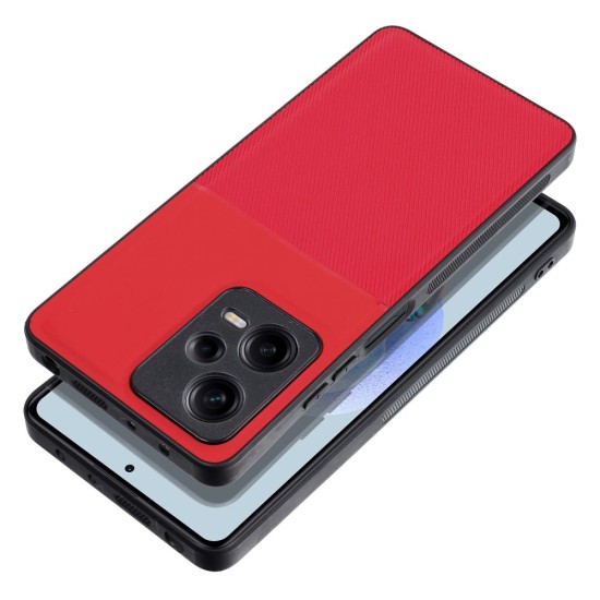 Forcell Noble Back Case priekš Xiaomi Redmi Note 12 Pro 5G - Sarkans - mākslīgās ādas aizmugures apvalks ar iebūvētu metālisku plāksni / bampers-vāciņš 