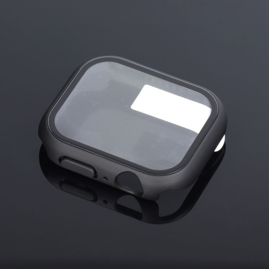 Bestsuit Case with Tempered Glass priekš Apple Watch 7 / 8 / 9 (45mm) - Pelēks - plastikāta apvalks viedpulksteņiem ar aizsargstiklu
