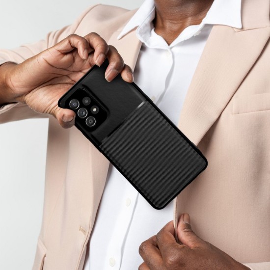 Forcell Noble Back Case priekš Samsung Galaxy S24 Plus 5G - Melns - mākslīgās ādas aizmugures apvalks ar iebūvētu metālisku plāksni / bampers-vāciņš