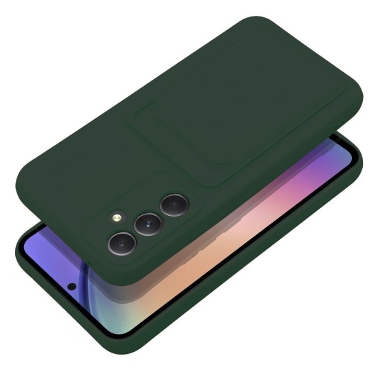 Forcell Card Back Case priekš Samsung Galaxy S24 5G - Tumši Zaļš - silikona aizmugures apvalks ar kabatiņu / bampers-vāciņš