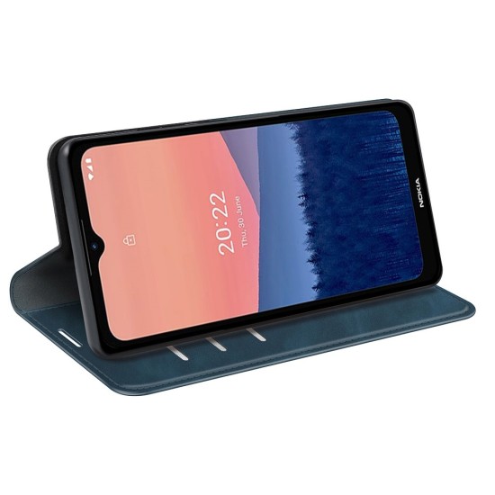 Skin-Touch PU Leather Book Case priekš Nokia C21 - Zils - sāniski atverams maciņš ar magnētu un stendu