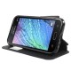 RoarKorea Fancy Diary View Samsung Galaxy J1 J100 Wake/Sleep - Melns - sāniski atverams maciņš ar stendu un lodziņu (ādas maks, grāmatiņa, leather book wallet case cover stand)