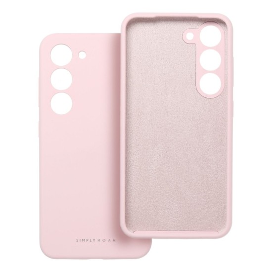 Roar Cloud-Skin Silicone Case (Microfiber Soft Touch) priekš Apple Iphone 15 - Rozā - matēts silikona aizmugures apvalks (bampers vāciņš)