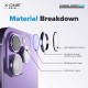 X-One Sapphire Armor Pro Camera Lens Tempered Glass protector priekš Apple iPhone 15 Pro / 15 Pro Max - Melns - Aizmugurējās kameras aizsargstikls