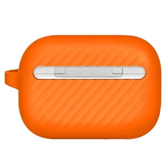 Uniq Vencer Case with Silicone Sport Strap priekš Apple Airpods Pro 2 - Oranžs - silikona apvalks bezvadu austiņu lādēšanas ierīcei ar karabīni un silikona auklu