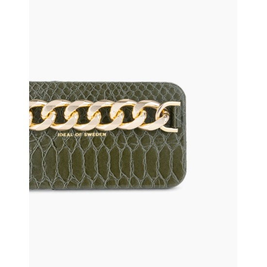 iDeal of Sweden Statement AW20 Back Case priekš Apple iPhone 11 - Green Snake Chain Handle - mākslīgās ādas aizmugures apvalks ar iebūvētu metālisku plāksni / bampers-vāciņš