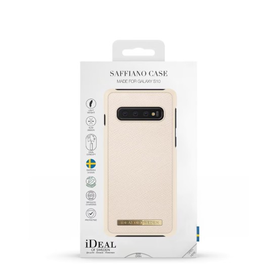 iDeal of Sweden Negin Mirsalehi Back Case priekš Samsung Galaxy S10 G973 - Beige - plastikāta aizmugures apvalks ar iebūvētu metālisku plāksni / bampers-vāciņš